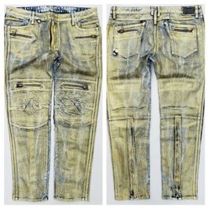 New ROBIN'S JEAN Racer Coated Slim Jeans SZ 40